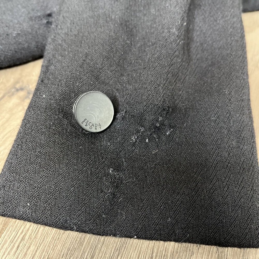 Escada Sport Blazer Womans Size 10/40 Black Virgin Wool 2-Button Velvet Collar - Picture 15 of 16